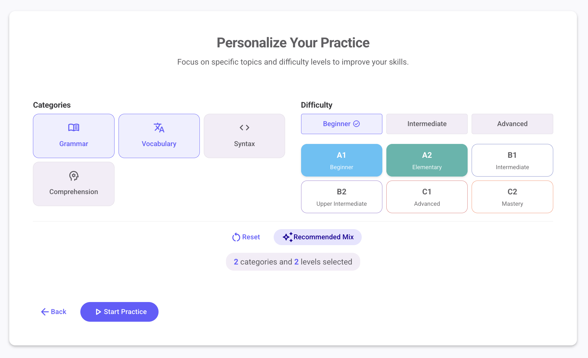 Select Topics or Level